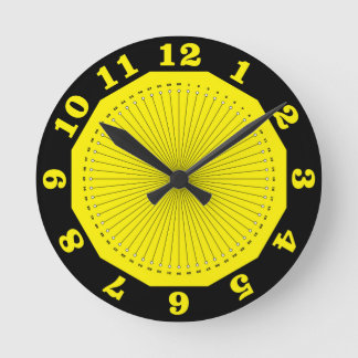 yellow black abstract round clock