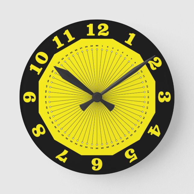 yellow black abstract round clock (Front)