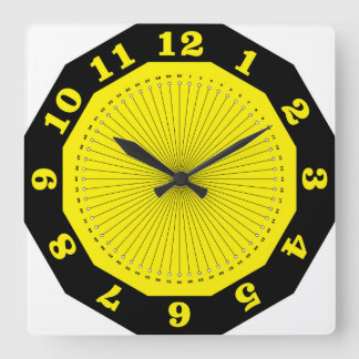 yellow black abstract square wall clock