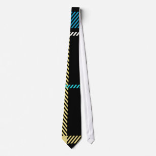 Yellow, black and dark blue striped Tie