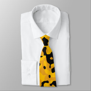 Yellow, Black, and Gold Camouflage Pattern Tie