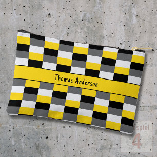 Yellow, Black and Gray Color Combination Accessory Pouch