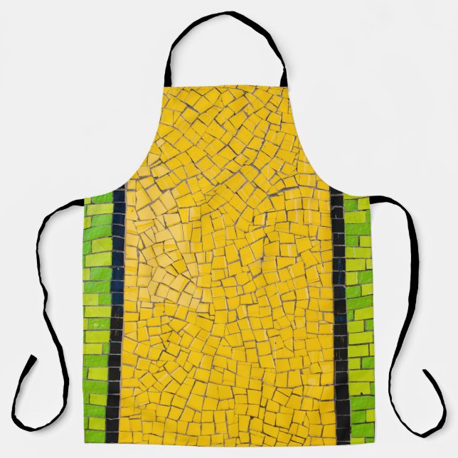 Yellow, black, and green brick wall planning apron (Front)
