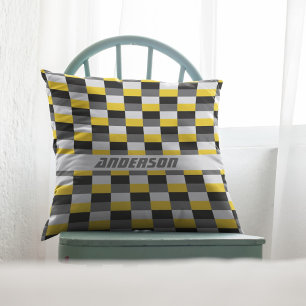 Yellow, Black and Grey Colour Combination Cushion