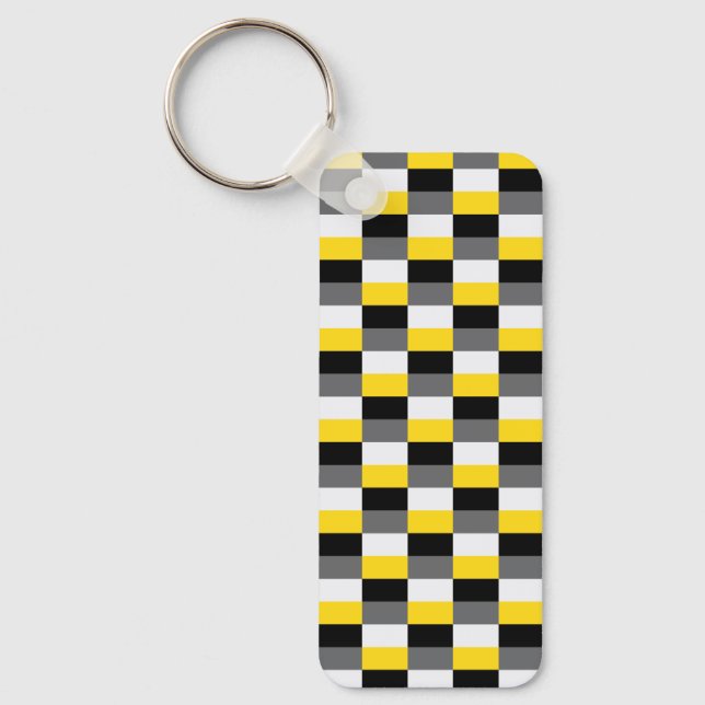 Yellow, Black and Grey Colour Combination Key Ring (Front)