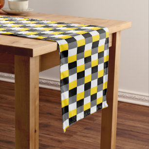 Yellow, Black and Grey Colour Combination Short Table Runner