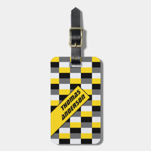 Yellow, Black and Grey Colour Race Combination Luggage Tag