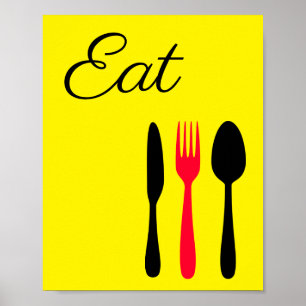 Yellow,  Black and Red Eat Sign for Kitchen