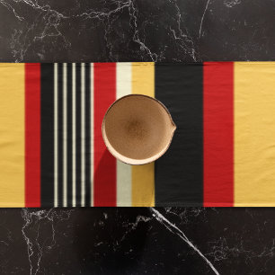 Yellow, Black and Red Stripes Long Table Runner