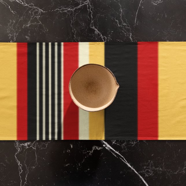 Yellow, Black and Red Stripes Long Table Runner (table runner)