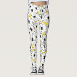 Yellow, Black and White Anemone Flower Pattern Leggings<br><div class="desc">Yellow,  Black and White Anemone Flower Hand Drawn Pattern. For enquiries about custom design changes by the independant designer please email paula@labellarue.com BEFORE you customise or place an order.</div>