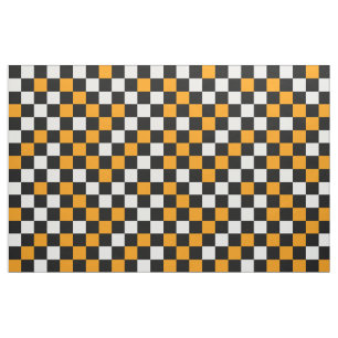 Yellow Black and White Chequered Fabric