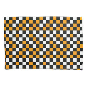 Yellow Black and White Chequered Pillowcase