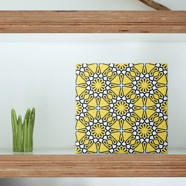 Yellow Black and White Moroccan Mosaic Pattern Tile (Creator Uploaded)