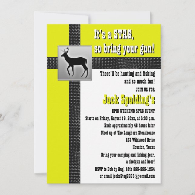 Yellow, Black, and White Stag Invitation (Front)