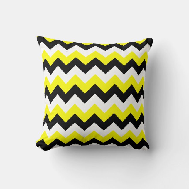 Yellow Black and White Zigzag Cushion (Front)