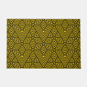 Yellow & Black Art Deco Triangle Seamless Pattern Doormat