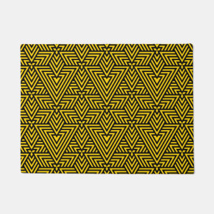 Yellow & Black Art Deco Triangle Seamless Pattern Doormat