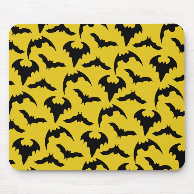 Yellow & Black Bats Halloween Mouse Mat (Front)