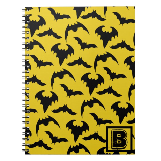 Yellow & Black Bats Halloween Notebook (Front)