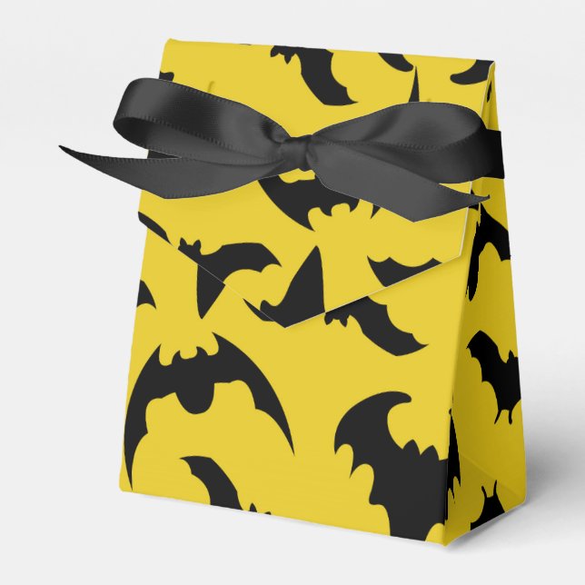 Yellow & Black Bats Halloween Party Favour Box (Front Side)