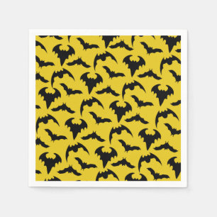 Yellow & Black Bats Halloween Party Napkin