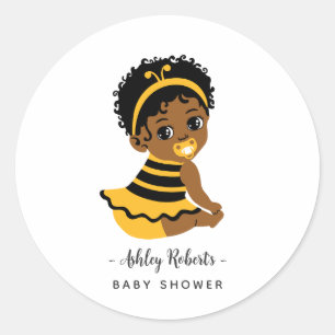 Yellow Black Bee Baby Shower Classic Round Sticker