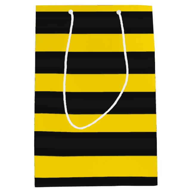 Yellow & Black Bee-Inspired Stripes Medium Gift Bag