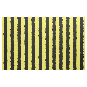 Yellow & Black Bee-Like Stripes Pattern Fabric