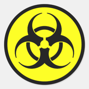 Yellow & Black Biohazard Symbol Sticker