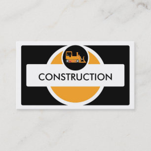 Yellow black bulldozer construction business cards