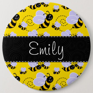 Yellow & Black Bumble Bee 6 Cm Round Badge