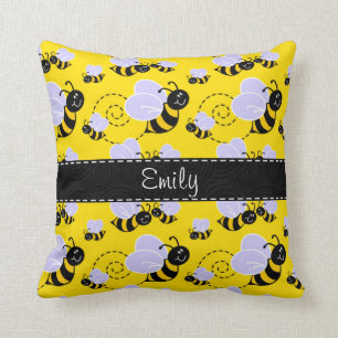 Yellow & Black Bumble Bee Cushion