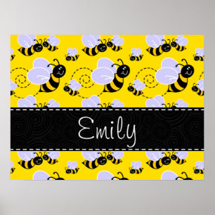 Yellow & Black Bumble Bee Poster