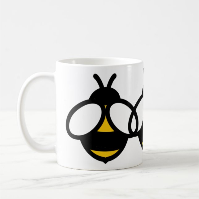 Yellow black bumblebees honeybees fun bee image coffee mug (Left)