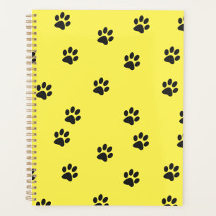 Yellow black cat paws planner