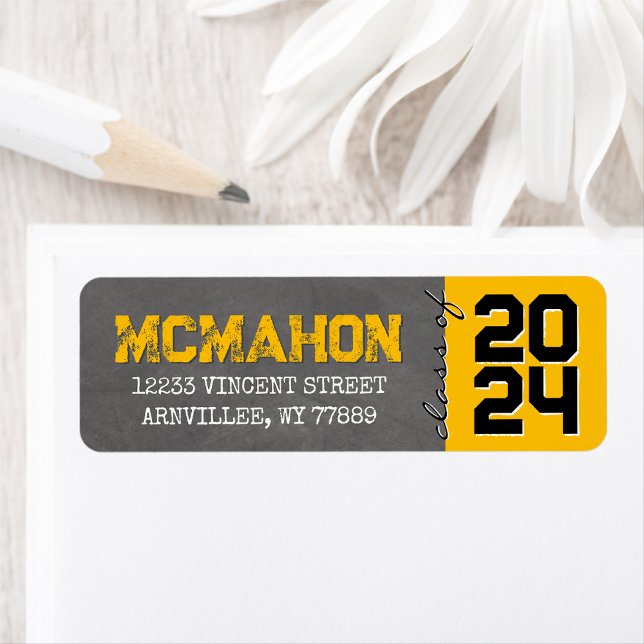 Yellow Black Chalkboard Graduation Return Address (Matching Envelopes, Return Address Labels & Envelope Seals)