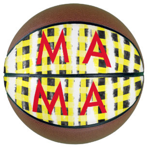 Yellow Black checkboard add name monogram name let Basketball