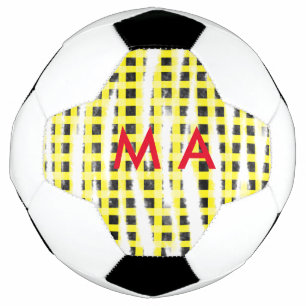 Yellow Black checkboard add name monogram name let Football