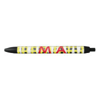 Yellow Black checkboard add name monogram name let