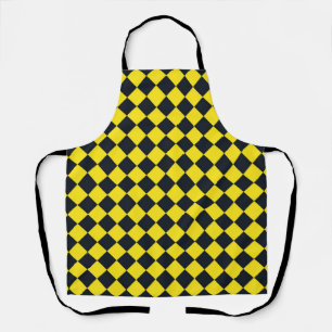 Yellow Black Chequered Diamond Pattern Apron