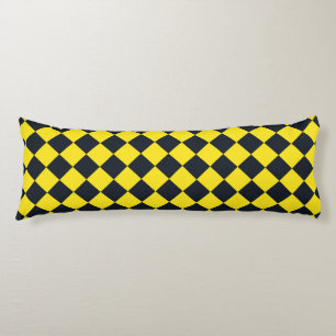 Yellow Black Chequered Diamond Pattern Body Cushion