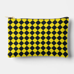 Yellow Black Chequered Diamond Pattern Small Accessory Pouch
