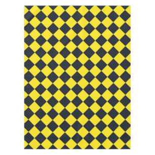 Yellow Black Chequered Diamond Pattern Tablecloth
