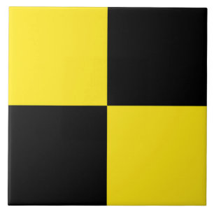 Yellow Black Chequered Pattern Tile