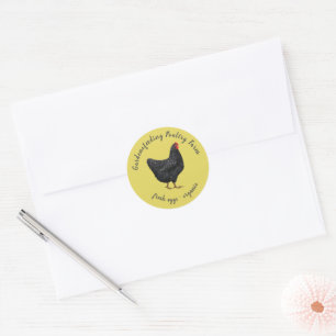 Yellow Black Chicken Monogram Farmhouse Classic Round Sticker