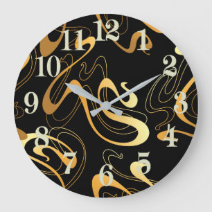 Yellow & Black Classic Abstract Clock
