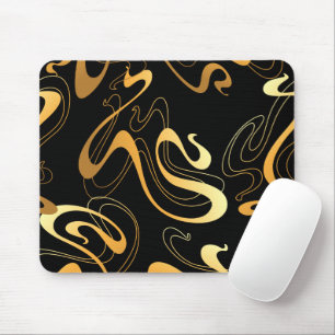 Yellow & Black Classic Abstract Design Mouse Mat