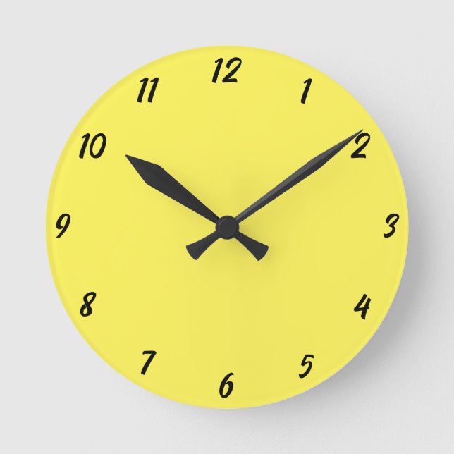 Yellow Black Colourful Bright Custom Colour Gift Round Clock (Front)