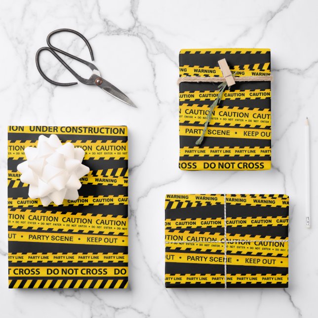 Yellow Black Construction Dump Gifts Party Decor Wrapping Paper Sheet (Front)